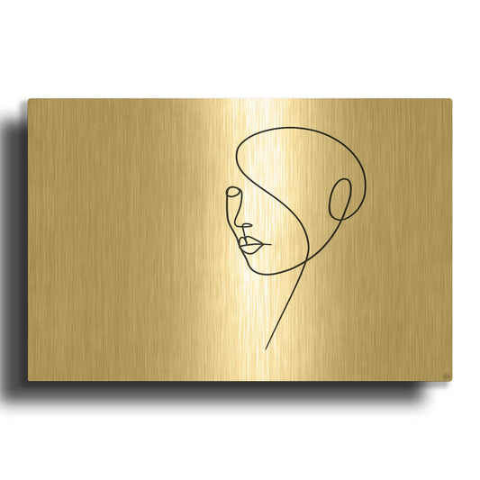 'Line Lady 4' By Line and Brush Gold Metal Wall Art