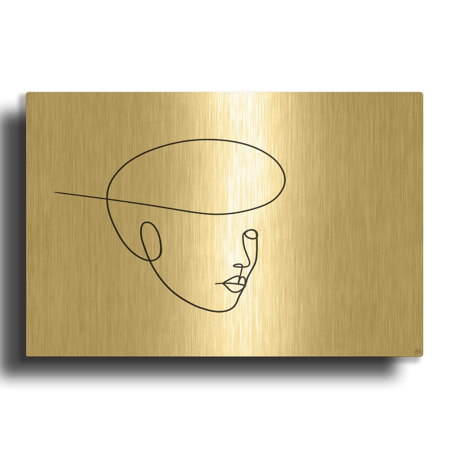 'Line Lady 5' By Line and Brush Gold Metal Wall Art