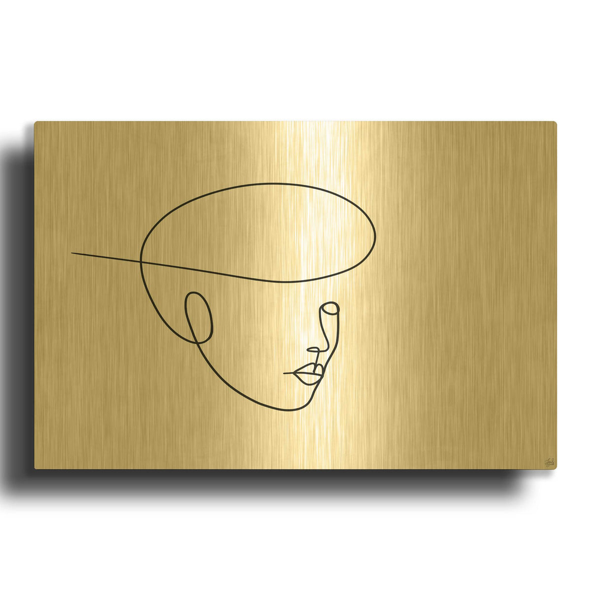 'Line Lady 5' By Line and Brush Gold Metal Wall Art