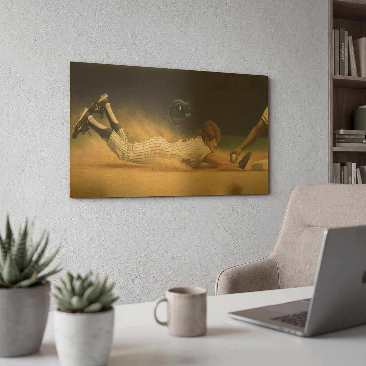'Baseball Player' By Dan Craig Gold Metal Wall Art