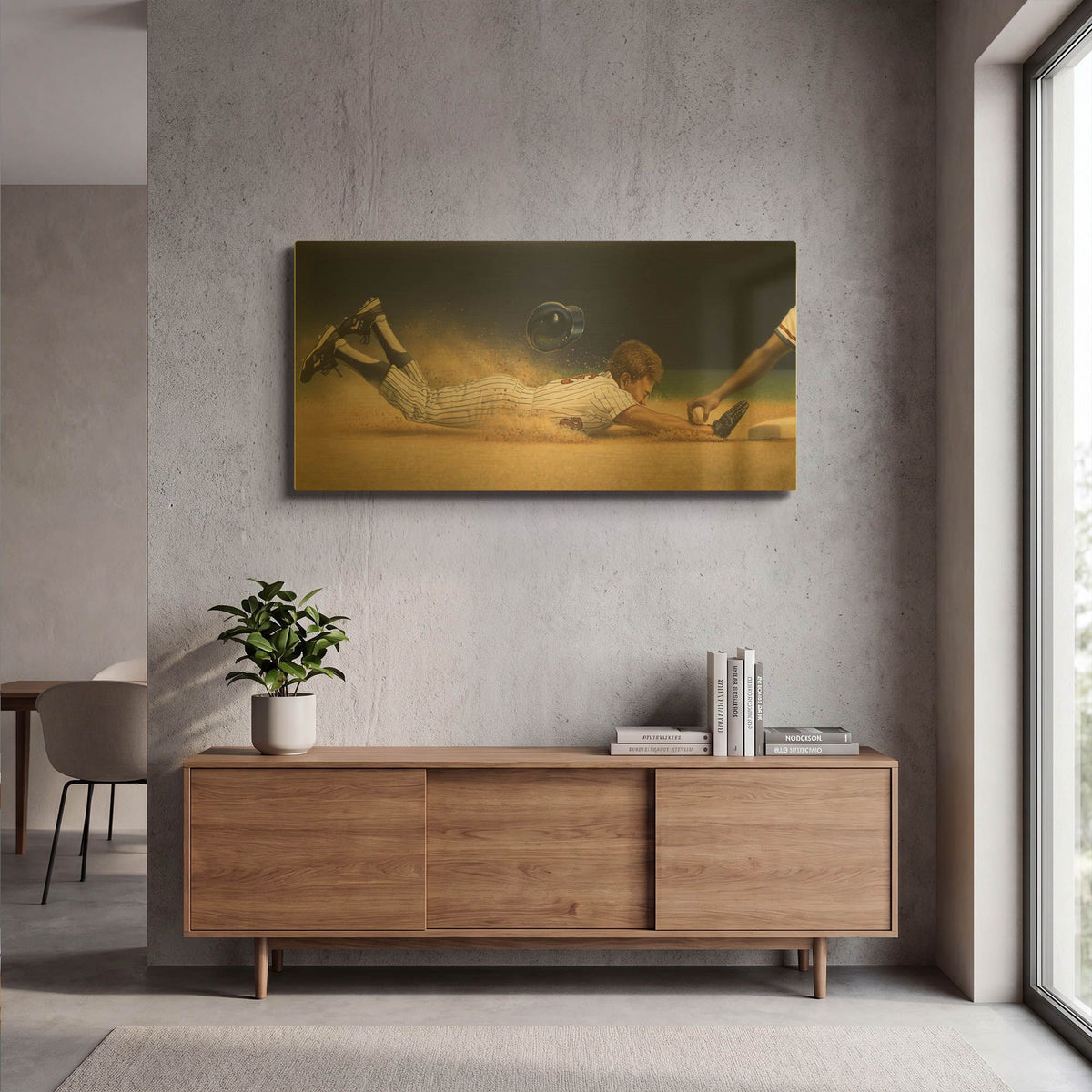 'Baseball Player' By Dan Craig Gold Metal Wall Art
