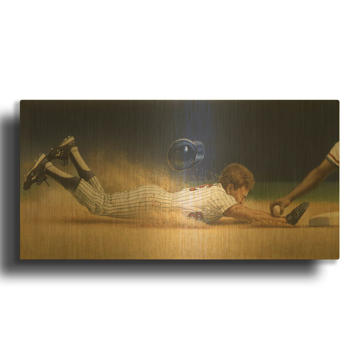 'Baseball Player' By Dan Craig Gold Metal Wall Art