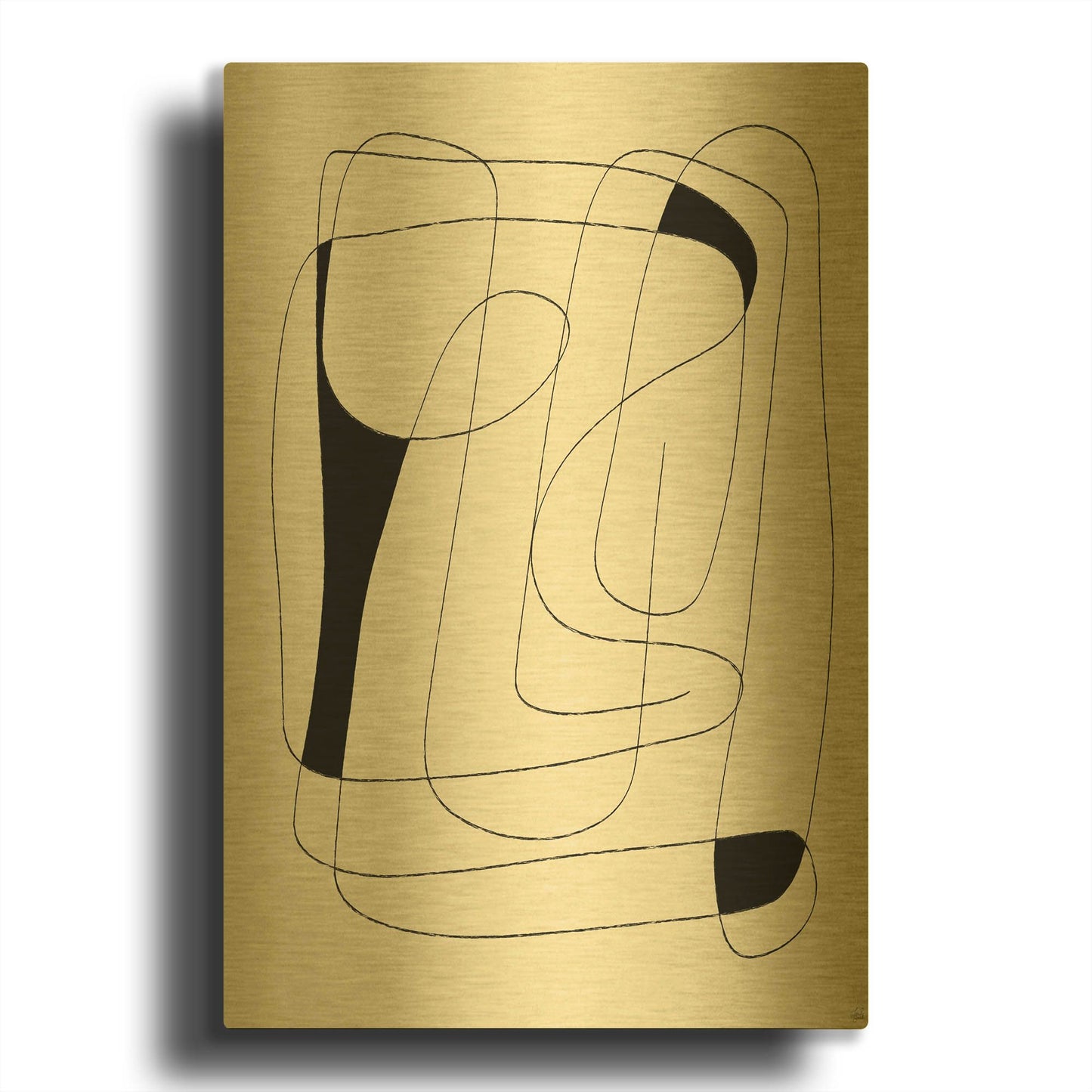 'Lines To Fill 1' By Line and Brush Gold Metal Wall Art