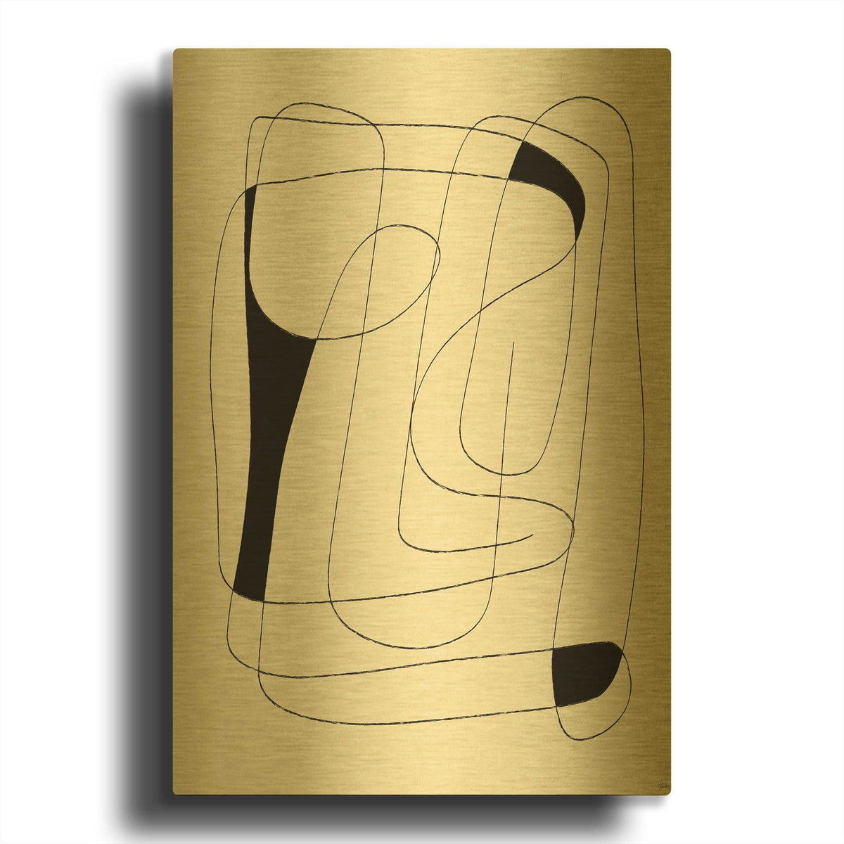 'Lines To Fill 1' By Line and Brush Gold Metal Wall Art