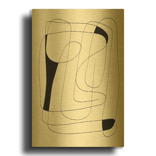'Lines To Fill 1' By Line and Brush Gold Metal Wall Art
