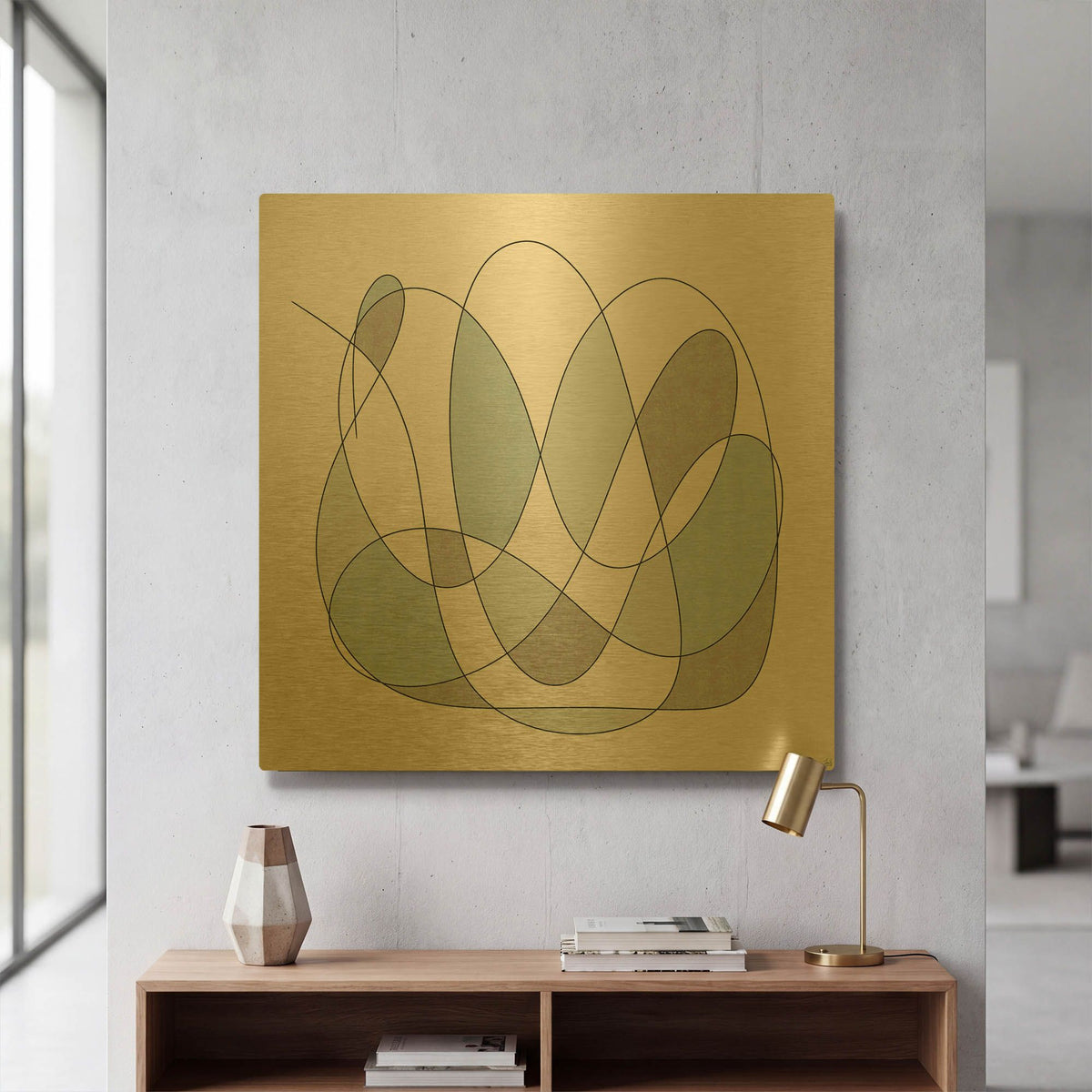 'Smooth Wanders 1' By Line and Brush Gold Metal Wall Art