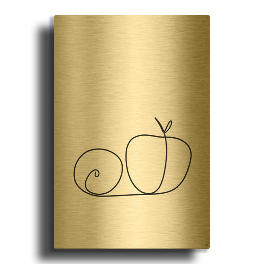 'Still Life Lime and Peach' By Line and Brush Gold Metal Wall Art