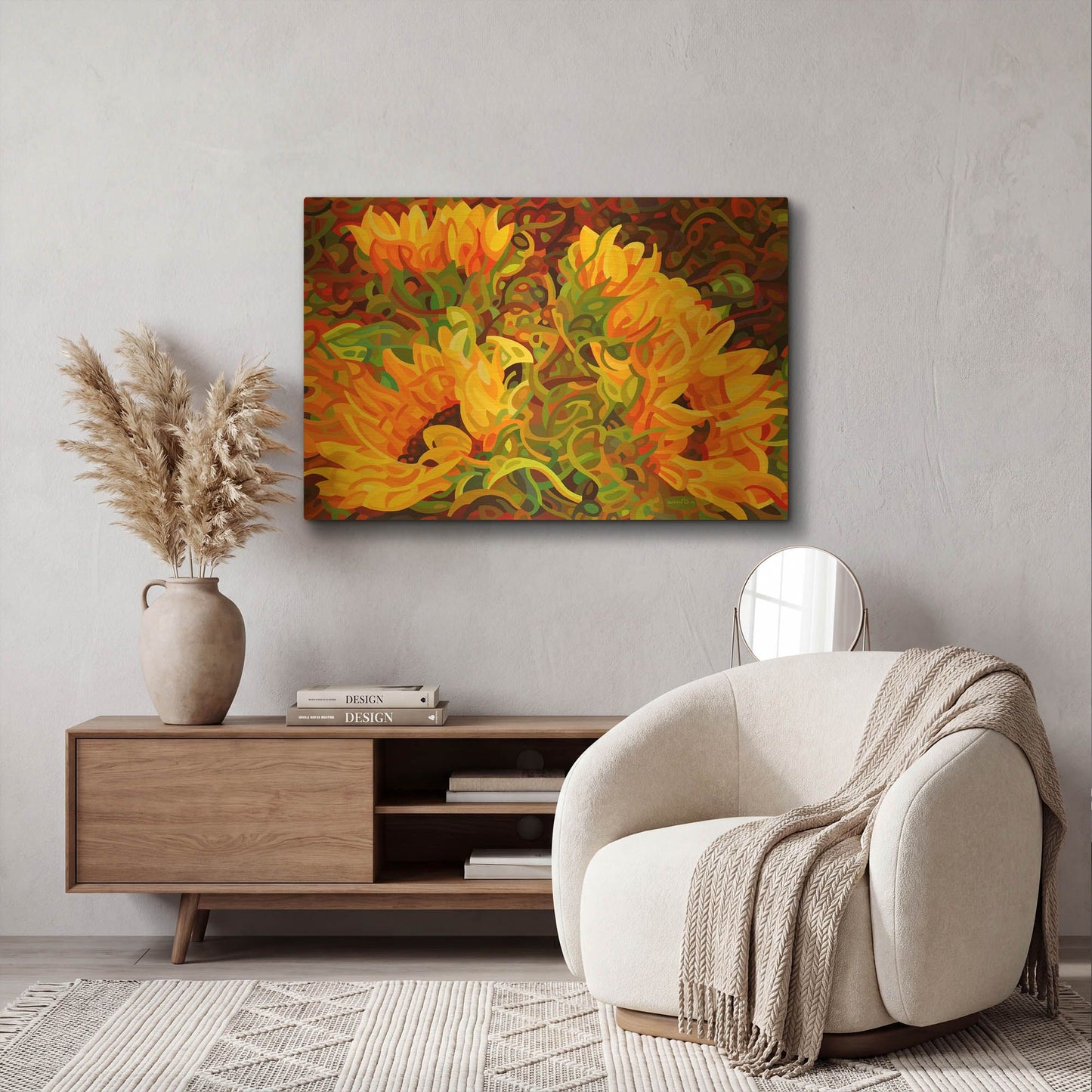 'Four Sunflowers' By Mandy Budan Gold Metal Wall Art