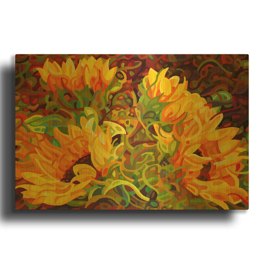 'Four Sunflowers' By Mandy Budan Gold Metal Wall Art