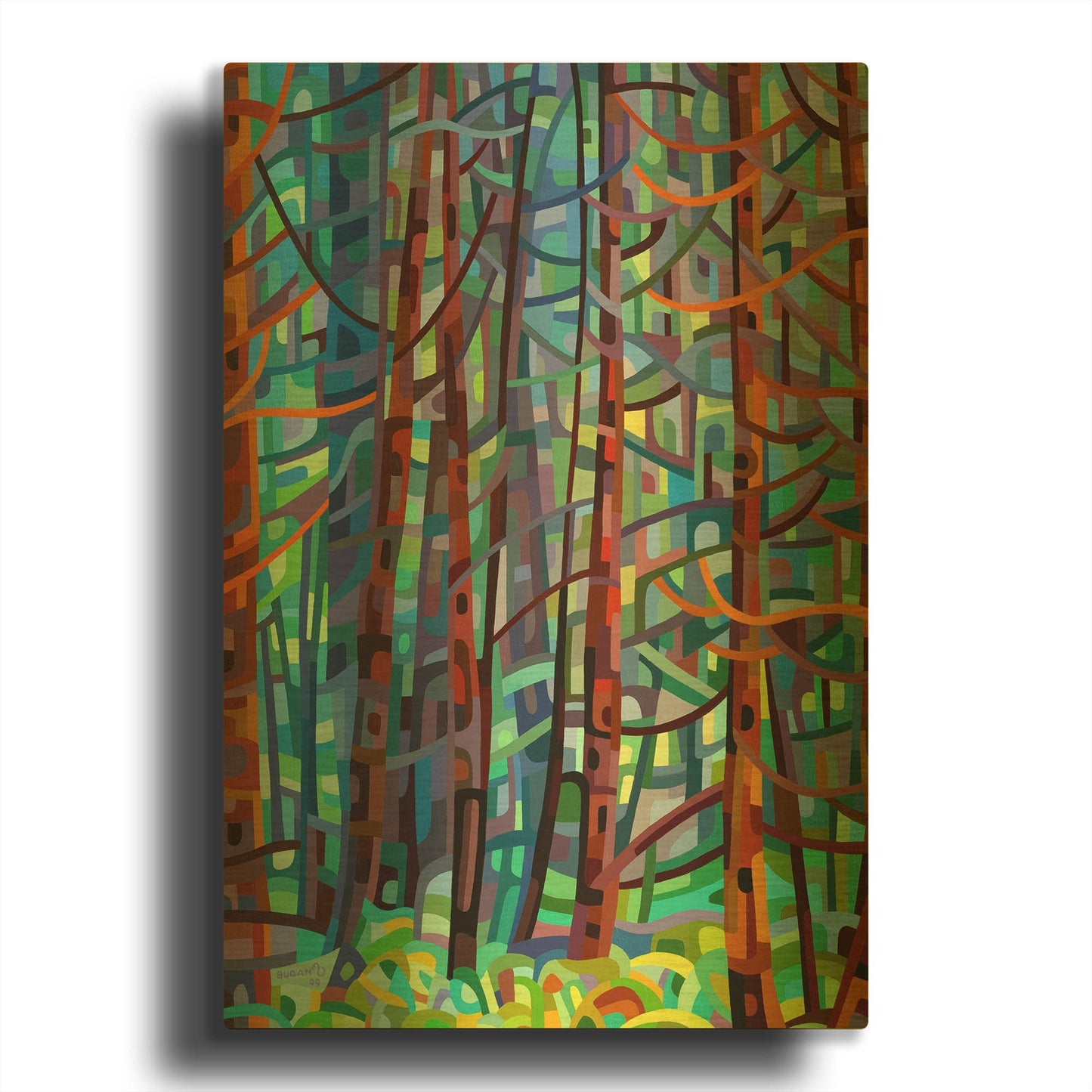 'In A Pine Forest' By Mandy Budan Gold Metal Wall Art