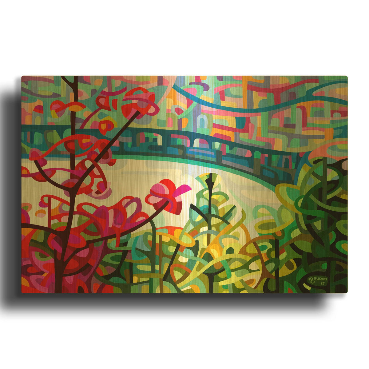 'Salmon Ridge' By Mandy Budan Gold Metal Wall Art