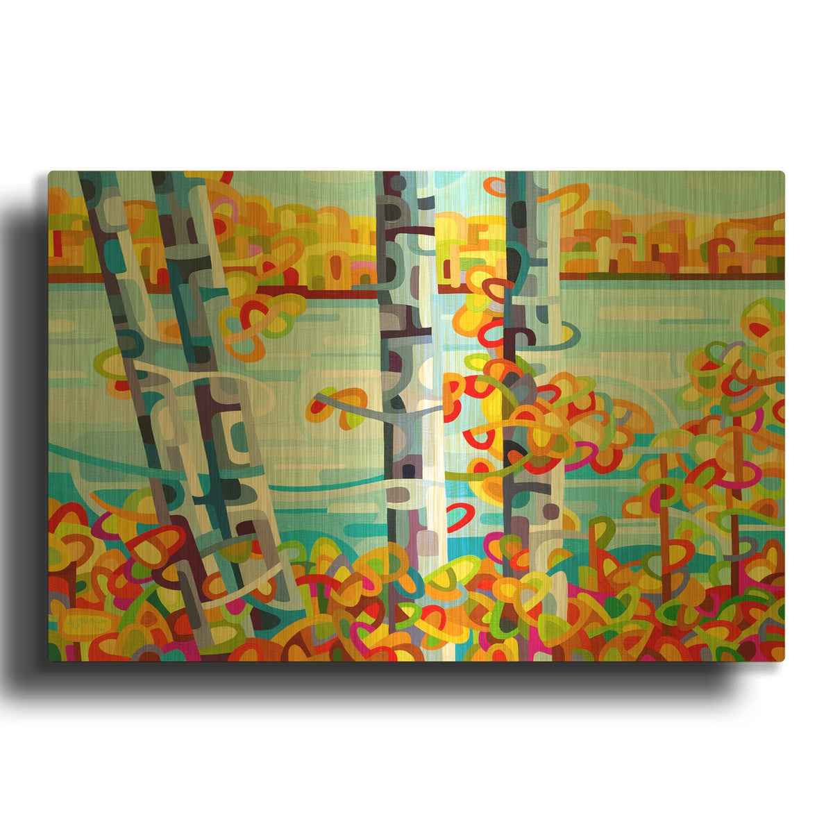 'Lakeside' By Mandy Budan Gold Metal Wall Art