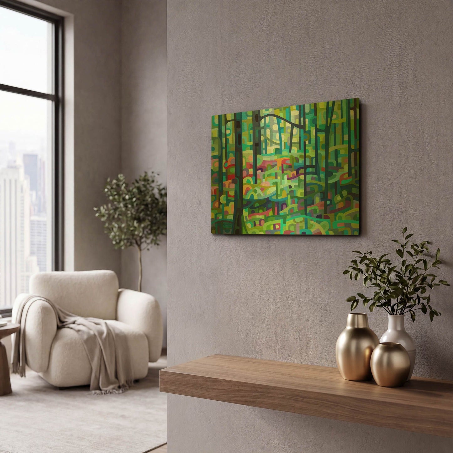 'Celadon Morning' By Mandy Budan Gold Metal Wall Art