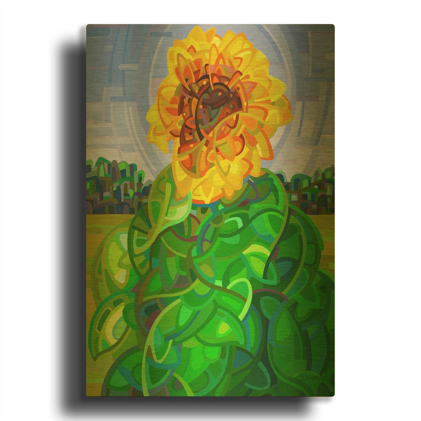 'Pinwheel' By Mandy Budan Gold Metal Wall Art