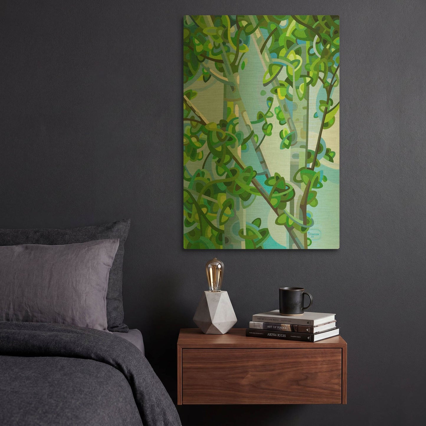 'Birch Light' By Mandy Budan Gold Metal Wall Art
