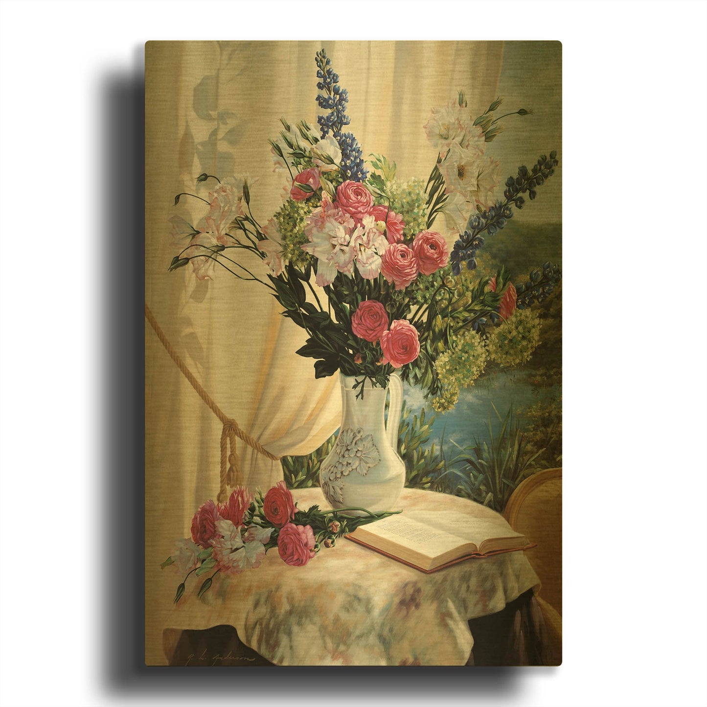 'Dickinson By The Pond' By Robin Anderson Gold Metal Wall Art