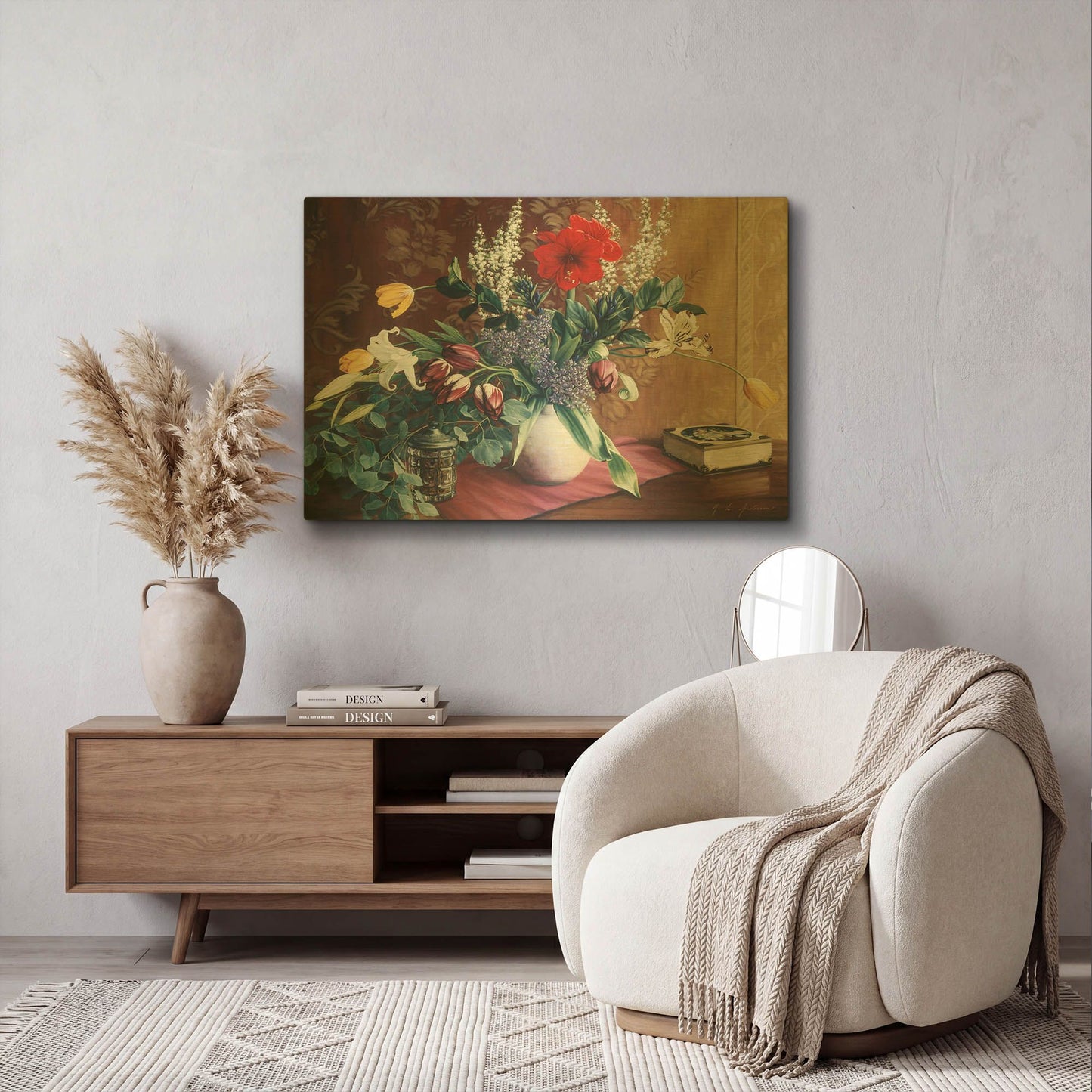 'Evening Bouquet with Toffee Box' By Robin Anderson Gold Metal Wall Art