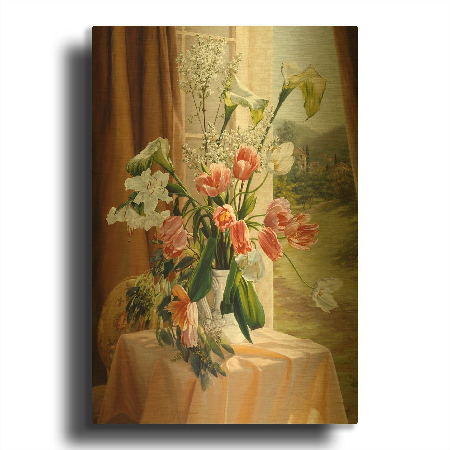 'By The Window' By Robin Anderson Gold Metal Wall Art