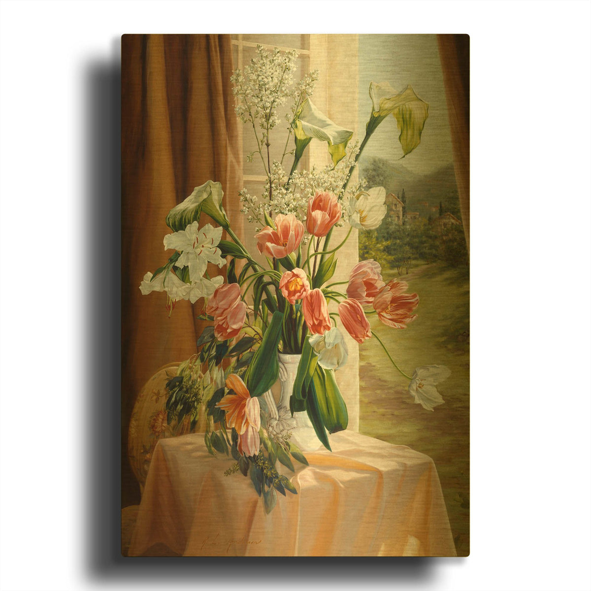 'By The Window' By Robin Anderson Gold Metal Wall Art