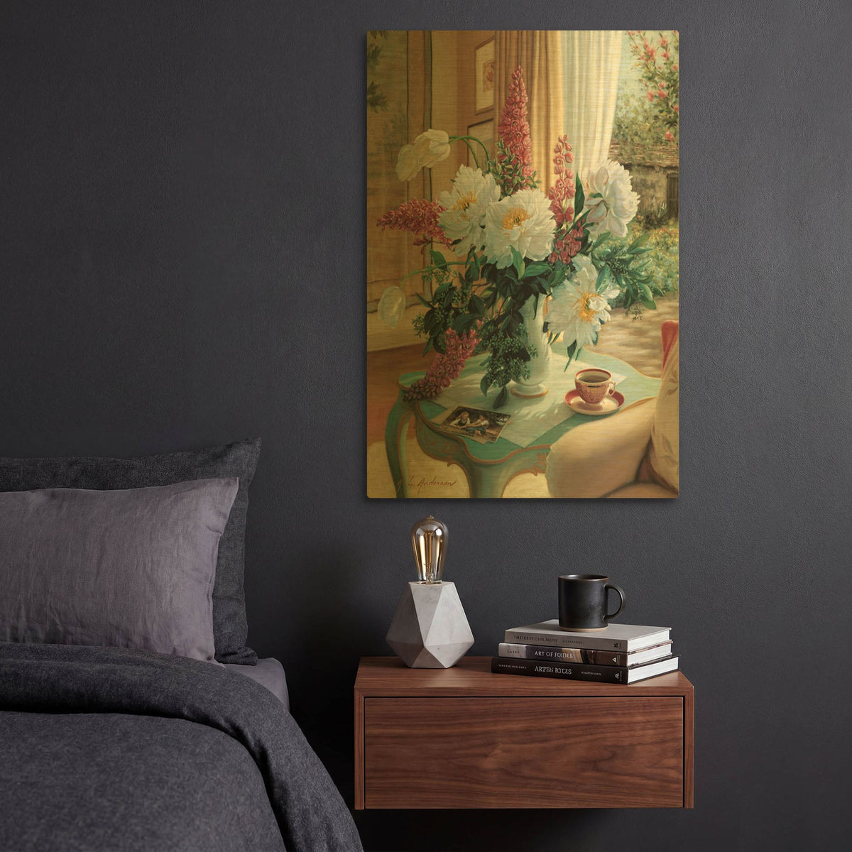 'Tea At Marguerites' By Robin Anderson Gold Metal Wall Art