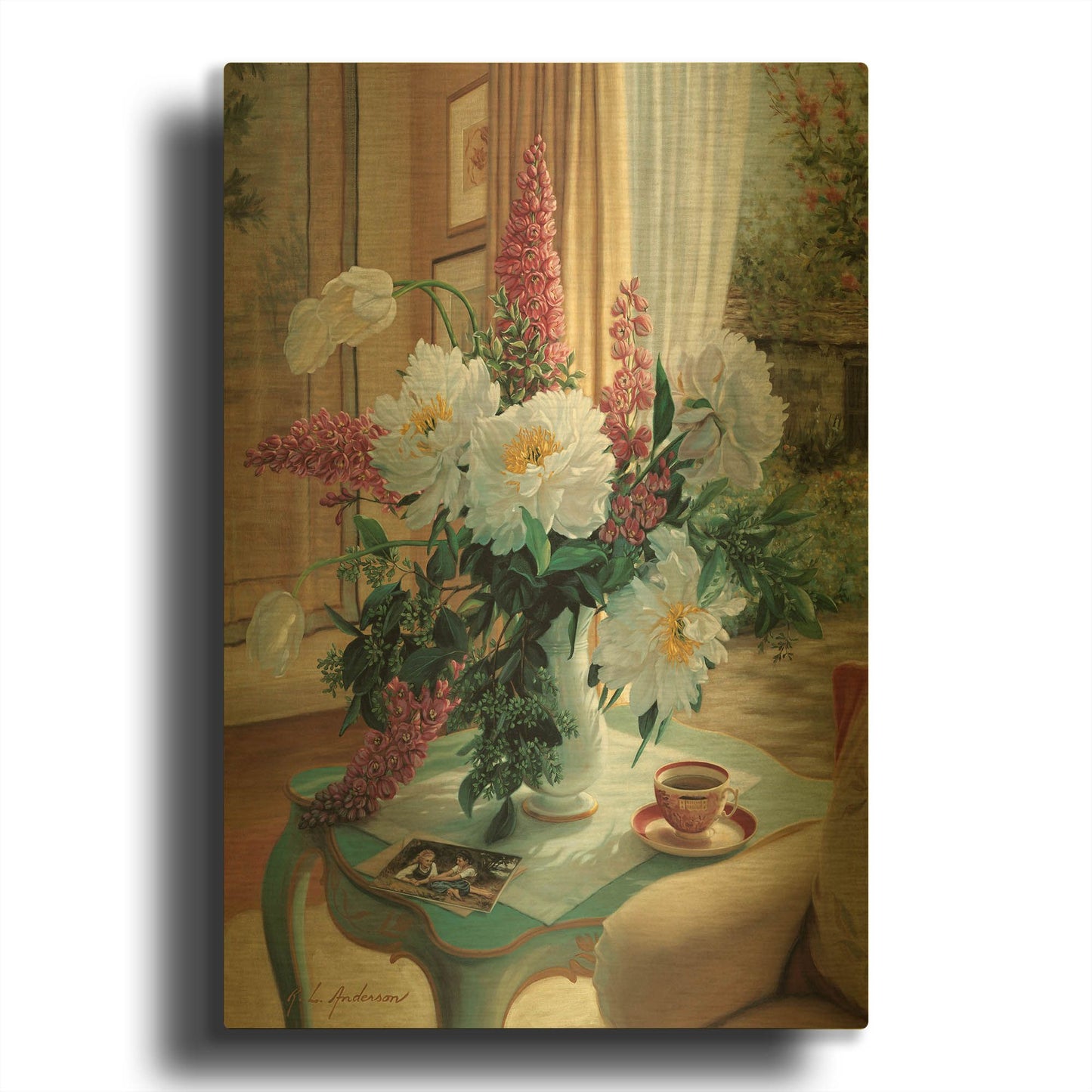 'Tea At Marguerites' By Robin Anderson Gold Metal Wall Art