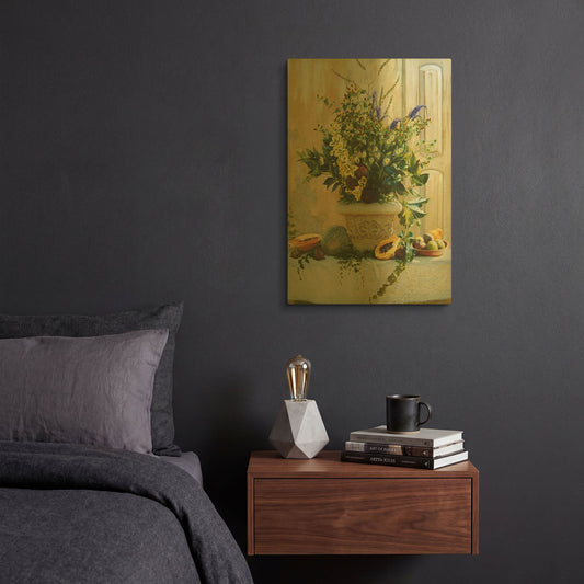 'Green Floral' By Robin Anderson Gold Metal Wall Art