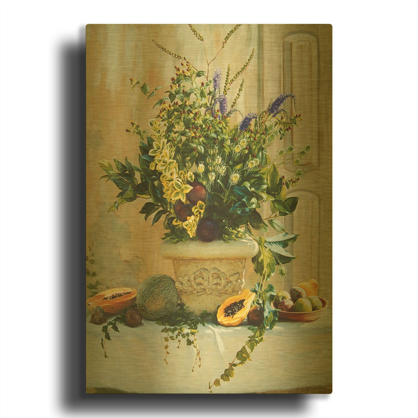 'Green Floral' By Robin Anderson Gold Metal Wall Art