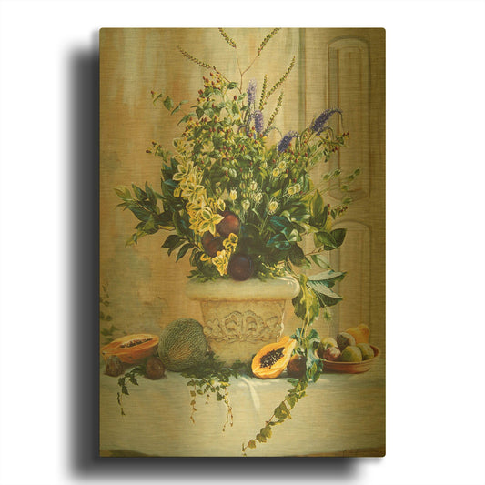'Green Floral' By Robin Anderson Gold Metal Wall Art