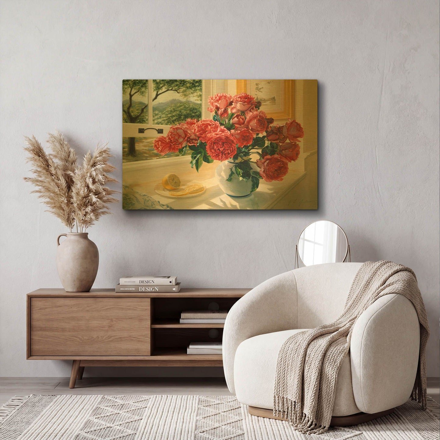 'Hot Pink Roses' By Robin Anderson Gold Metal Wall Art