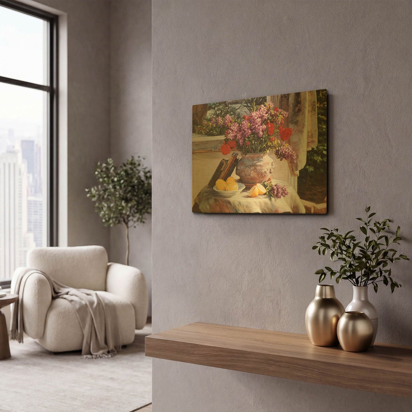 'Lilacs And Lemons' By Robin Anderson Gold Metal Wall Art