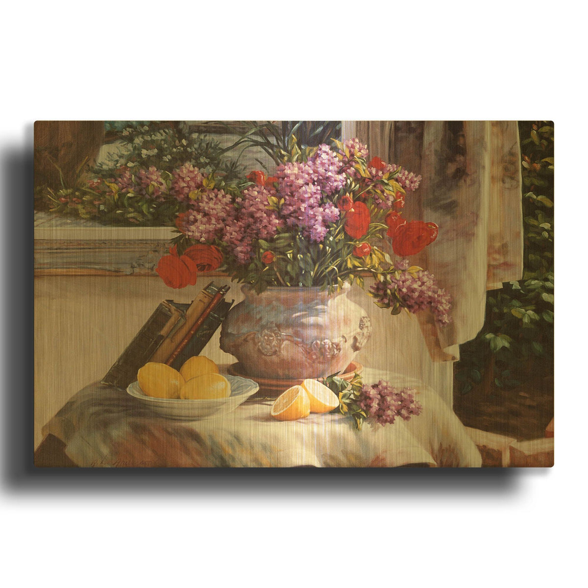 'Lilacs And Lemons' By Robin Anderson Gold Metal Wall Art