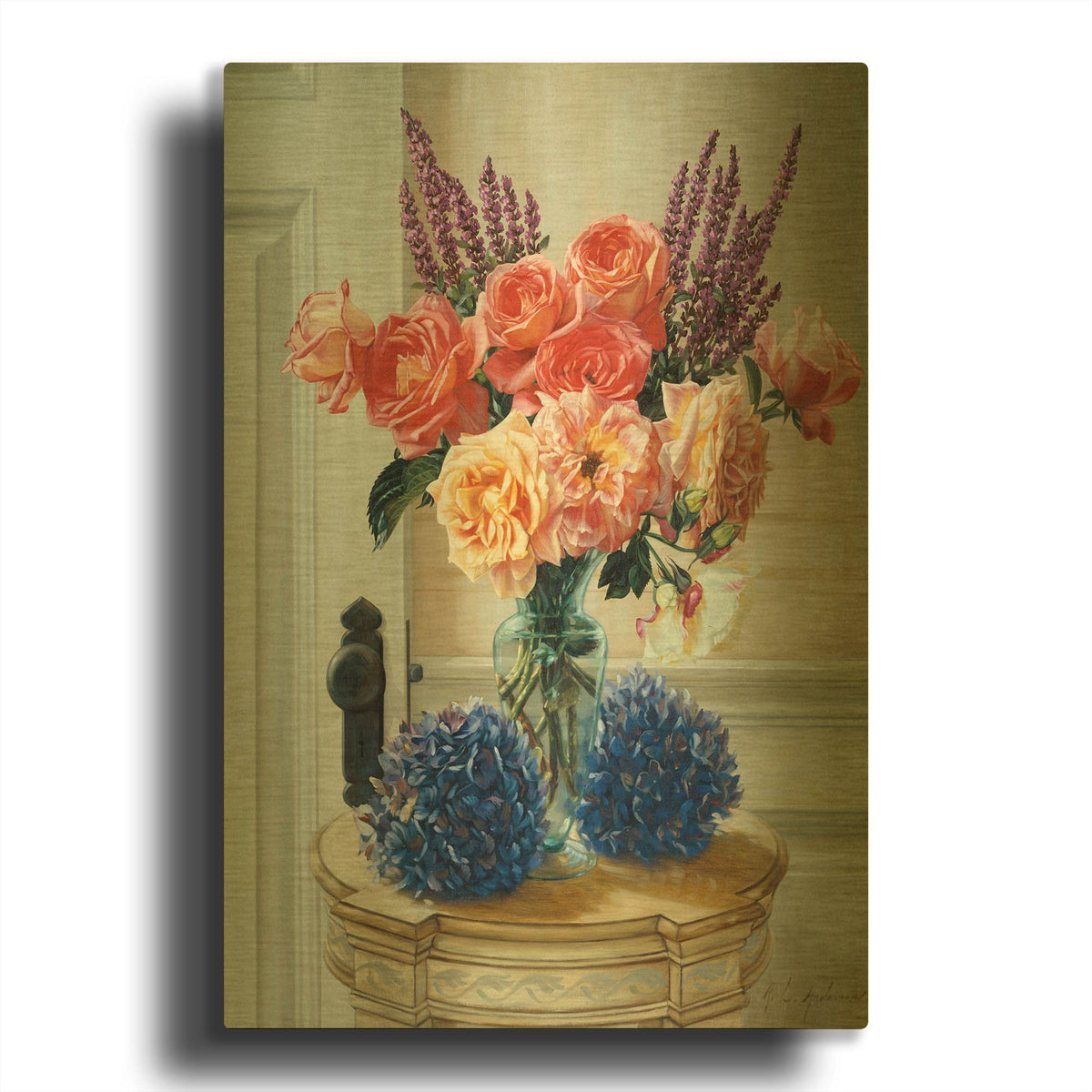 'Old Roses' By Robin Anderson Gold Metal Wall Art