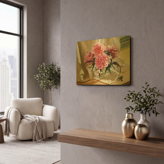 'Peonies' By Robin Anderson Gold Metal Wall Art