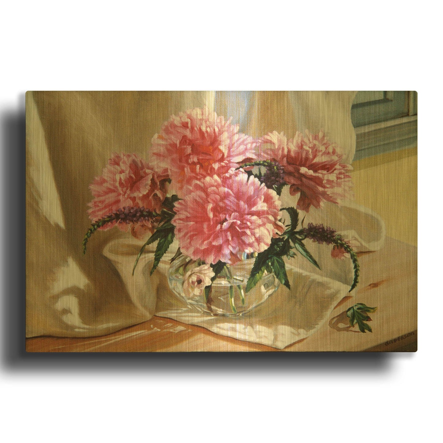 'Peonies' By Robin Anderson Gold Metal Wall Art