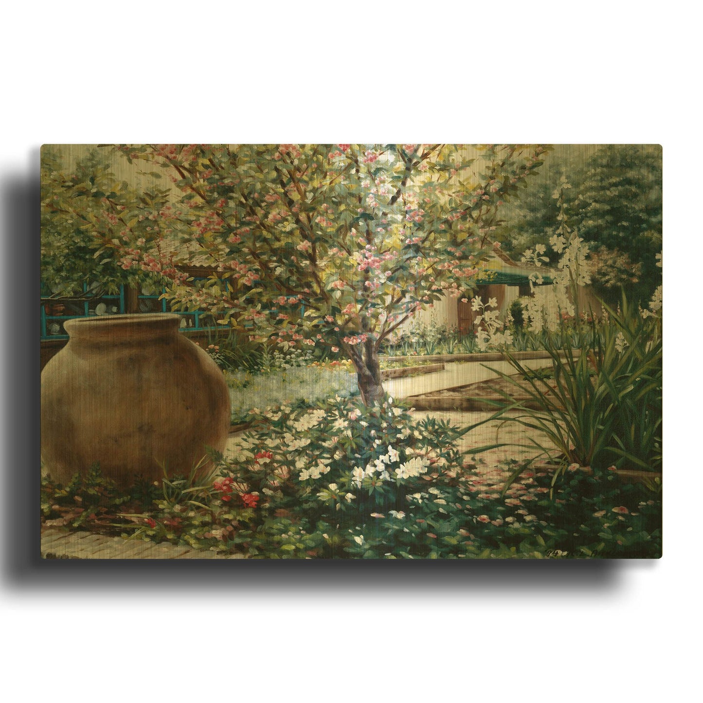 'The Cottage' By Robin Anderson Gold Metal Wall Art