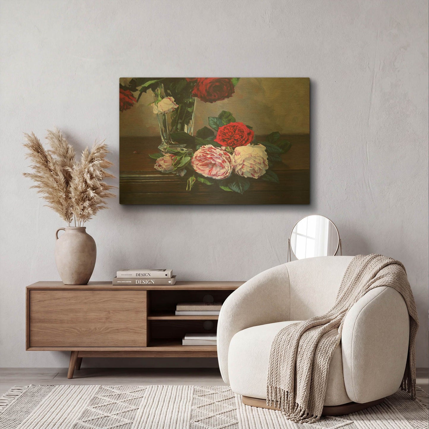 'Ruby And Peppermint Roses' By Robin Anderson Gold Metal Wall Art