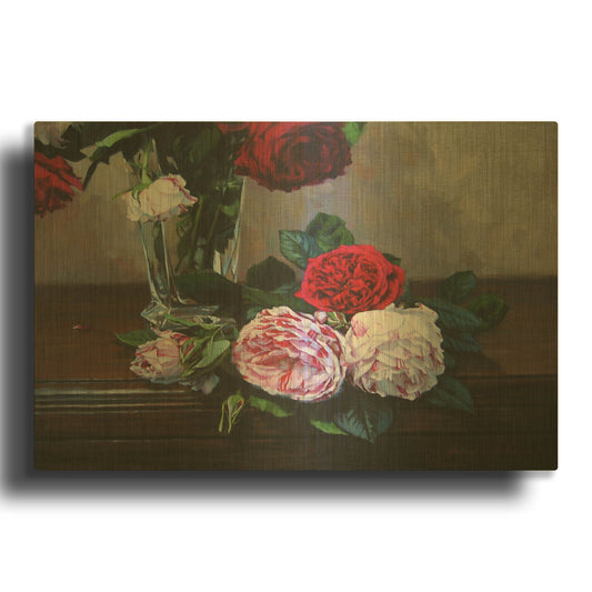 'Ruby And Peppermint Roses' By Robin Anderson Gold Metal Wall Art