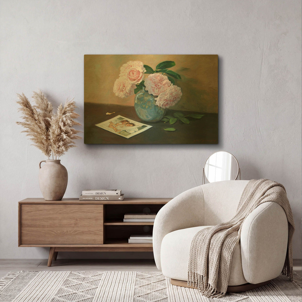 'Pink Floral' By Robin Anderson Gold Metal Wall Art