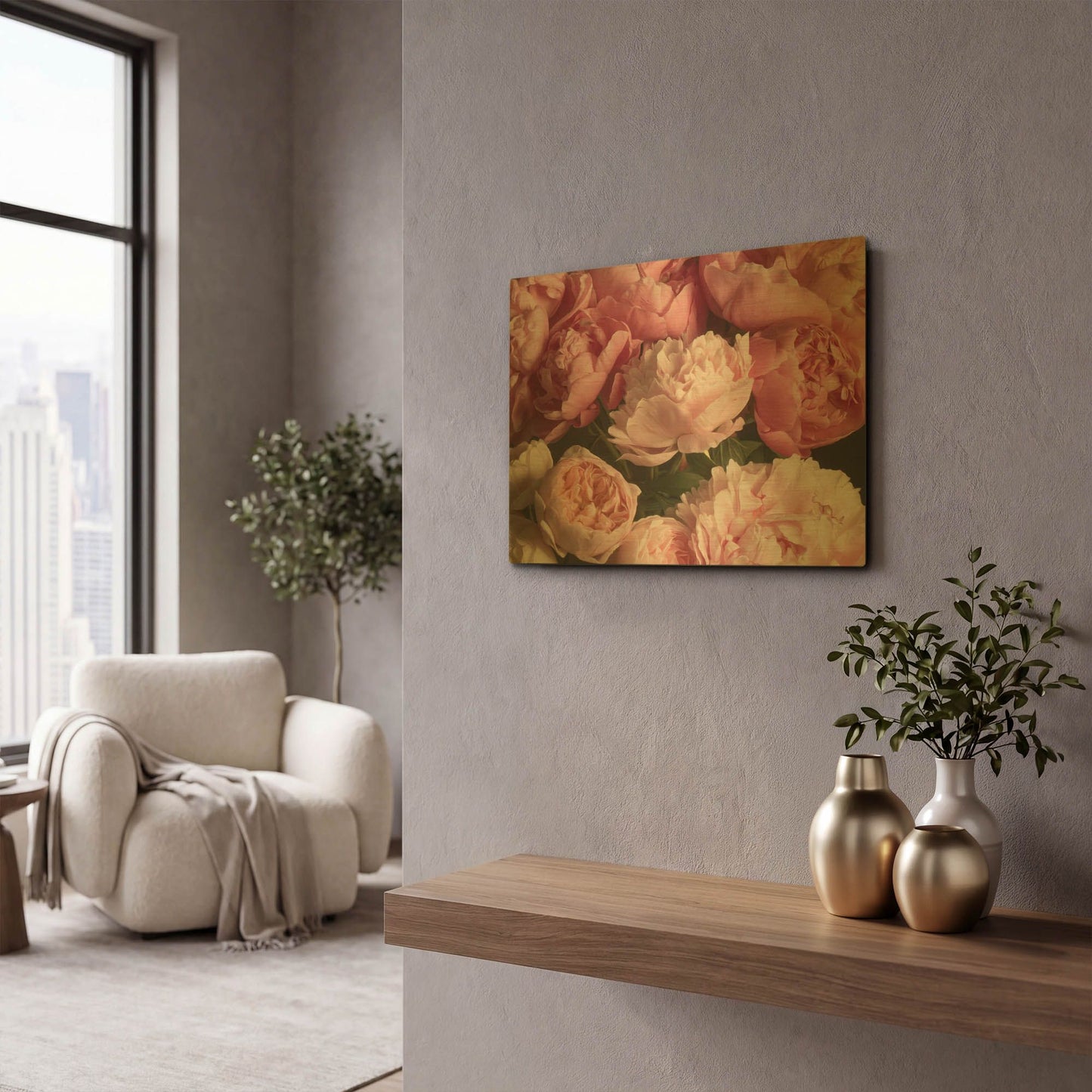 'Pink Petals' By Leah McLean Gold Metal Wall Art