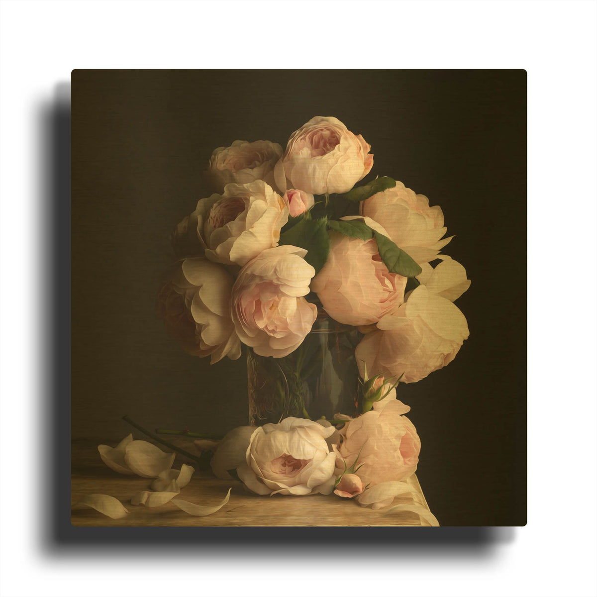 'Smitten by Roses Dark' By Leah McLean Gold Metal Wall Art