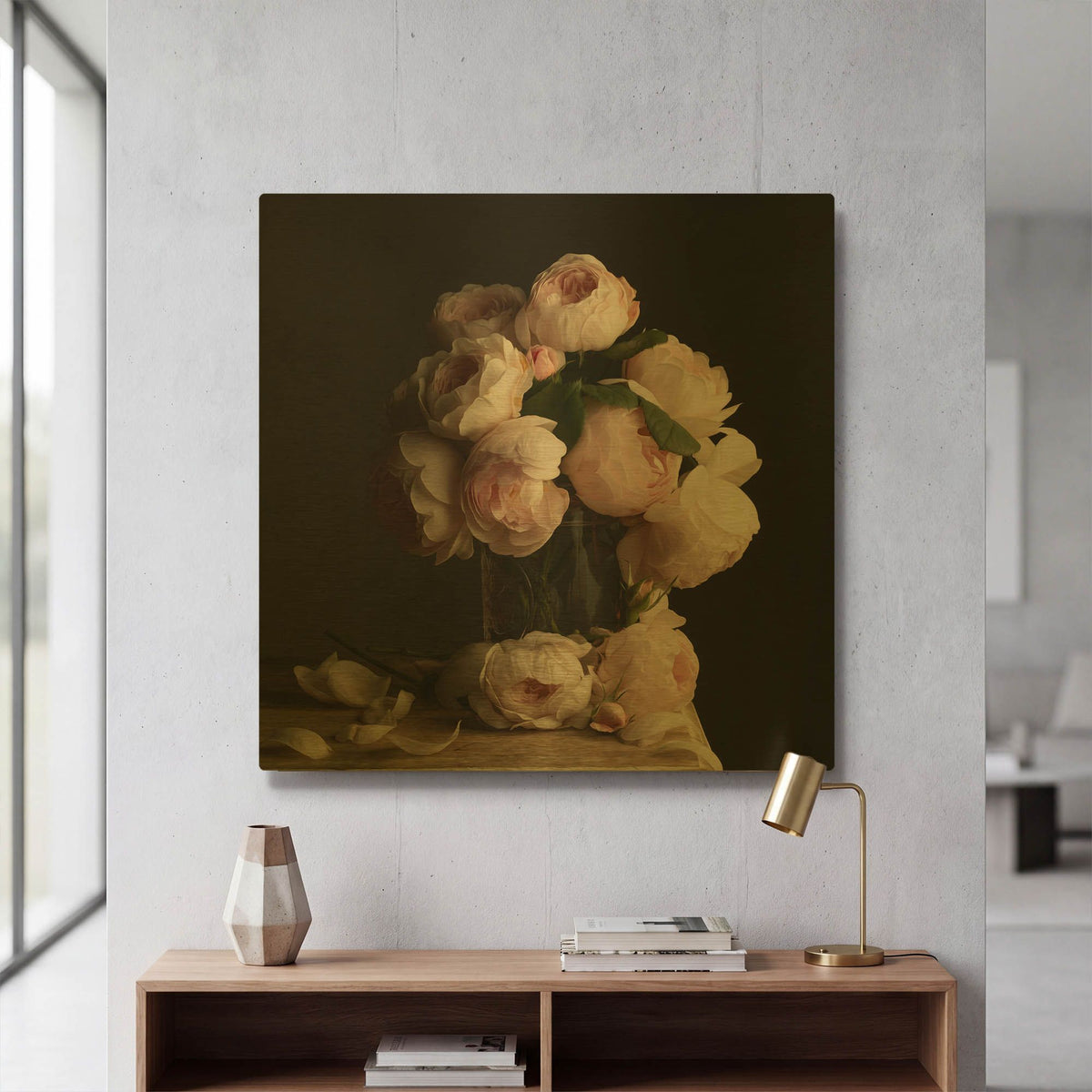 'Smitten by Roses Dark' By Leah McLean Gold Metal Wall Art