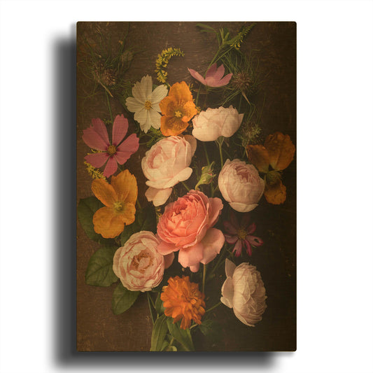 'A Pocket Full of Posies' By Leah McLean Gold Metal Wall Art