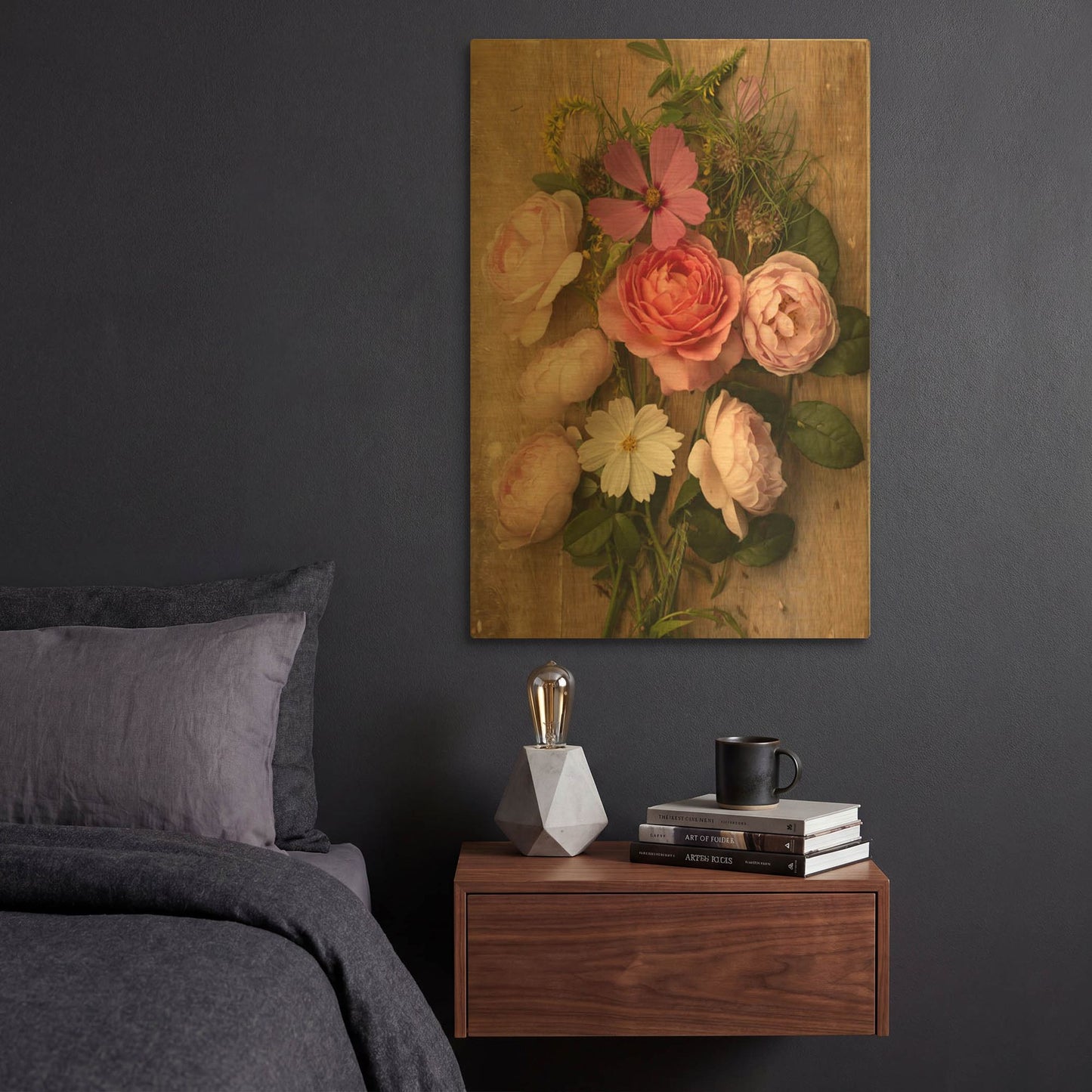 'Rosy Posy' By Leah McLean Gold Metal Wall Art