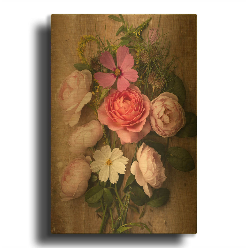 'Rosy Posy' By Leah McLean Gold Metal Wall Art