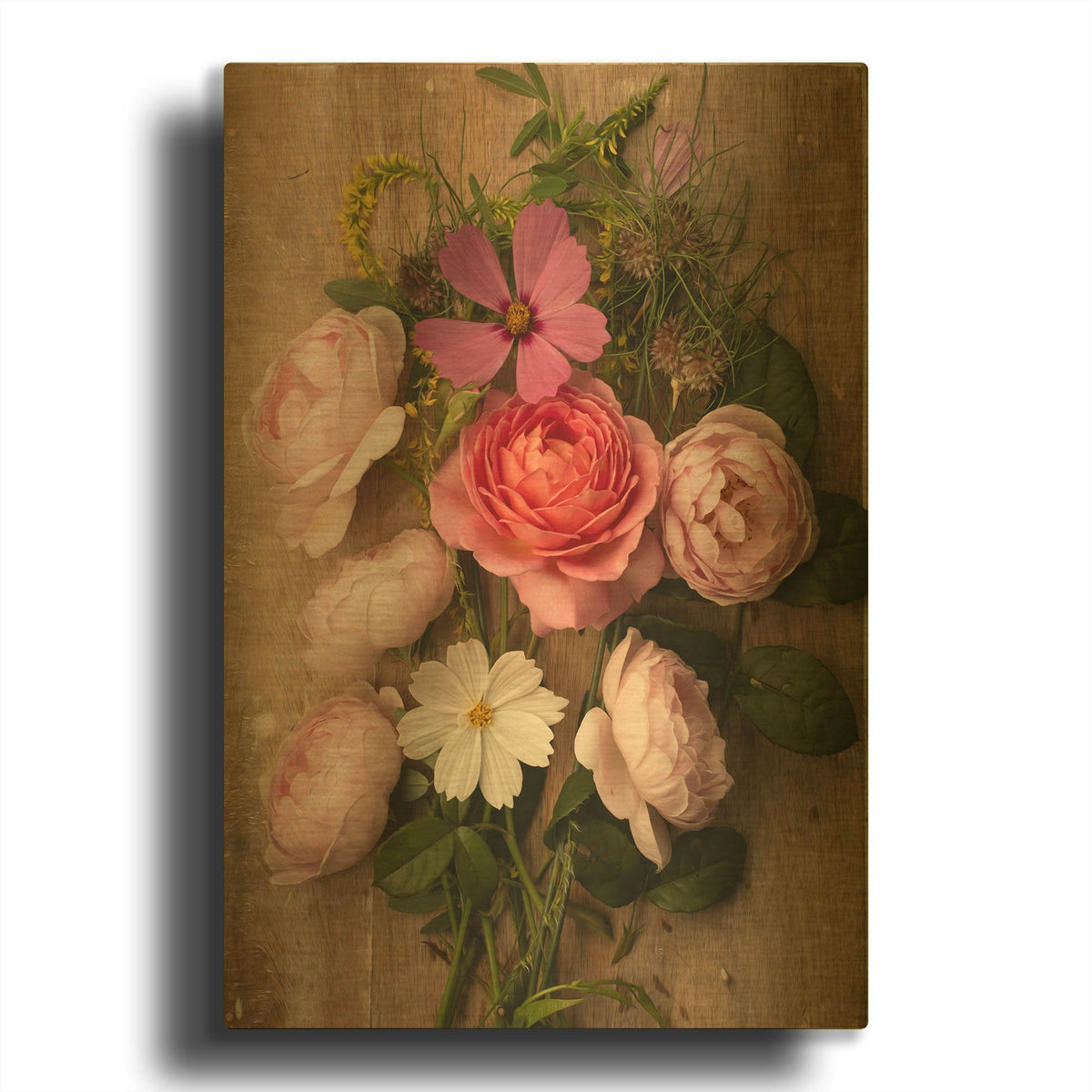 'Rosy Posy' By Leah McLean Gold Metal Wall Art