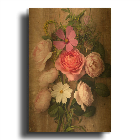 'Rosy Posy' By Leah McLean Gold Metal Wall Art