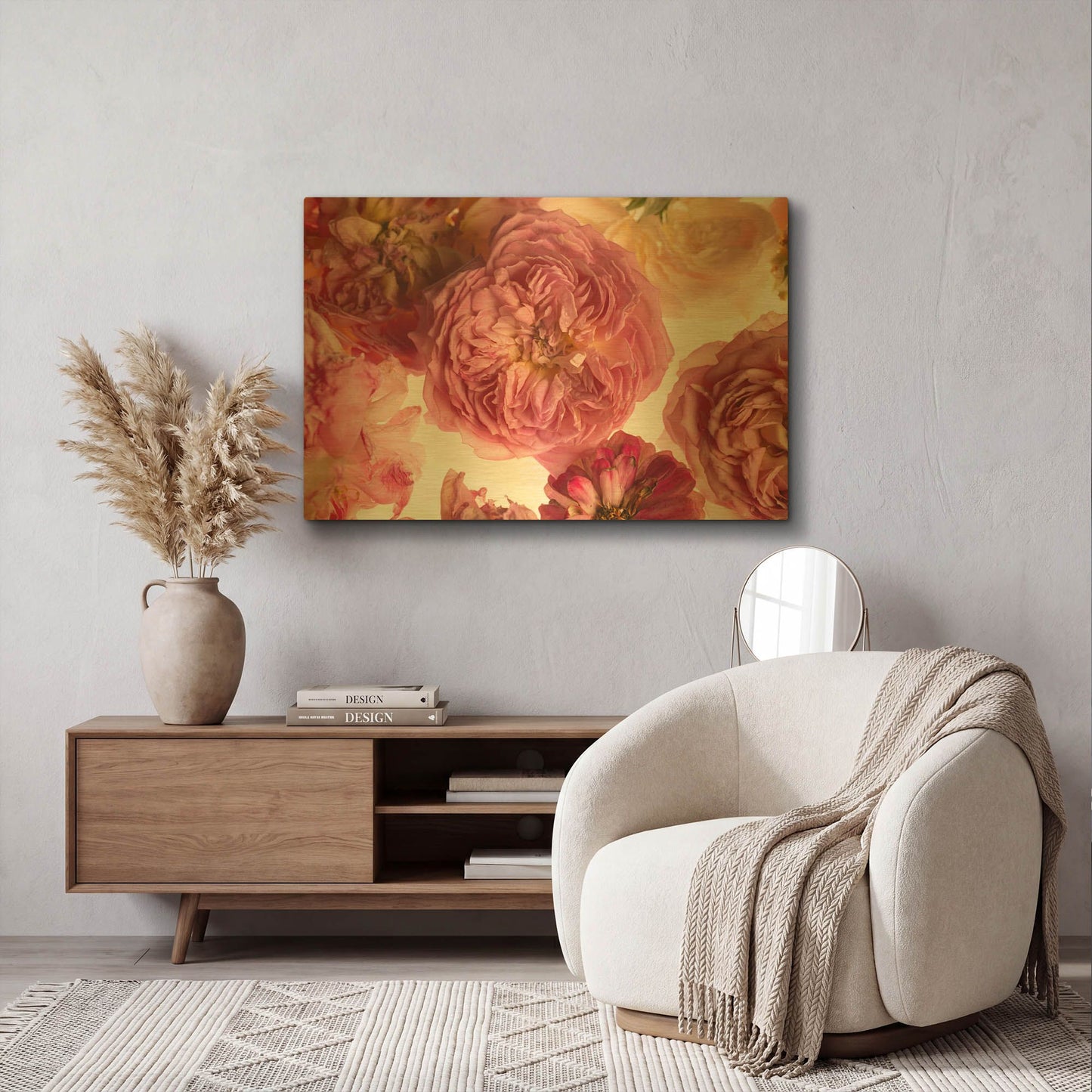 'Rose on White' By Leah McLean Gold Metal Wall Art