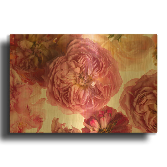 'Rose on White' By Leah McLean Gold Metal Wall Art