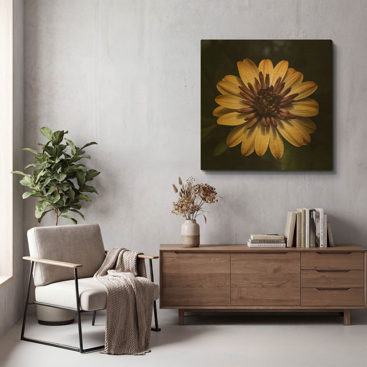 'Sunny Bloom' By Leah McLean Gold Metal Wall Art