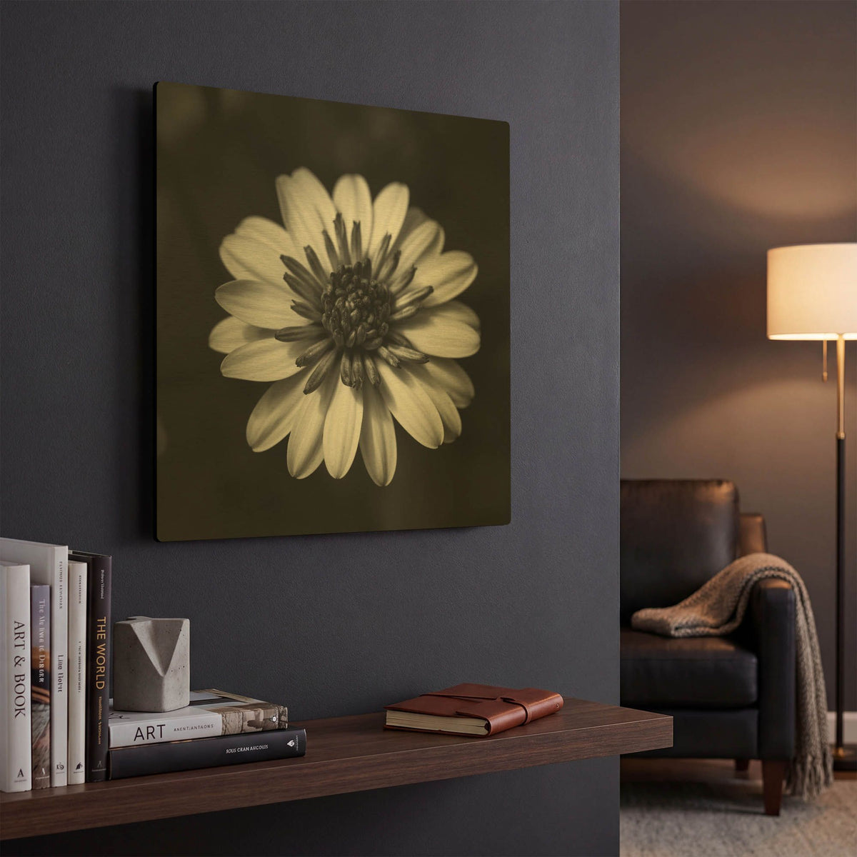 'Sunny Bloom Monochrome' By Leah McLean Gold Metal Wall Art